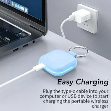 HUOTO Charging Adapter, 1200mAh Battery Powered Portable Wireless Charger for Apple Watch Series 9/8/7/6/SE/5/4/3/2/1 Ultra, Keychain USB-C Charger, Gifts for Women Man