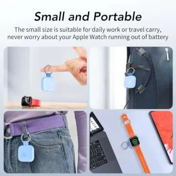 HUOTO Charging Adapter, 1200mAh Battery Powered Portable Wireless Charger for Apple Watch Series 9/8/7/6/SE/5/4/3/2/1 Ultra, Keychain USB-C Charger, Gifts for Women Man