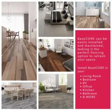 Luxury Vinyl Floor Tiles by Lucida USA | Peel & Stick Adhesive Flooring for DIY Installation | 36 Wood-Look Planks | BaseCore | 54 Sq. Feet