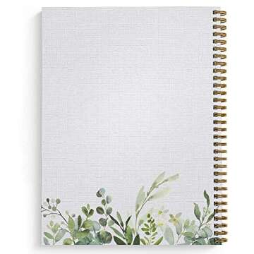 Softcover Abundant Greenery 8.5" x 11" Spiral Notebook/Journal, 120 College Ruled Pages, Durable Gloss Laminated Cover, Gold Wire-o Spiral. Made in the USA