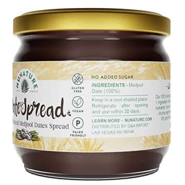 NUNATURE 100% Natural Dates Spread - 2 Pack Of Natural Medjool Dates, Gluten & Sugar Free, Vegan, Paleo Friendly, Non-GMO, Healthy Sugar Substitutes