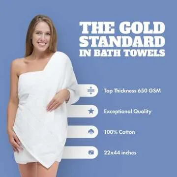Wealuxe White Bath Towels 22x44 Inch, Cotton Towel Set for Bathroom, Hotel, Gym, Spa, Soft Extra Abs...