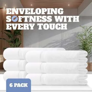 Wealuxe White Bath Towels 22x44 Inch, Cotton Towel Set for Bathroom, Hotel, Gym, Spa, Soft Extra Absorbent Quick Dry 6 Pack