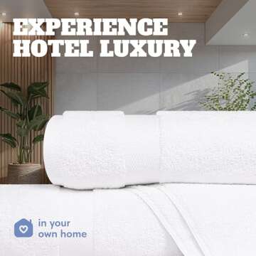 Wealuxe White Bath Towels 22x44 Inch, Cotton Towel Set for Bathroom, Hotel, Gym, Spa, Soft Extra Absorbent Quick Dry 6 Pack