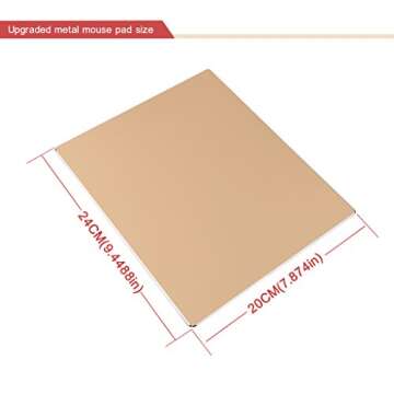 Qcute Mouse Pad, Gaming Aluminum Mouse Pad 9.45 X 7.87 Inch W Non-Slip Rubber Base & Micro Sand Blasting Aluminum Surface for Fast and Accurate Control (Large, Gold)