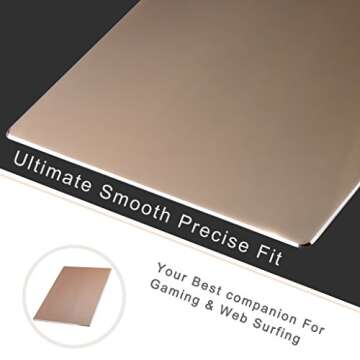 Qcute Mouse Pad, Gaming Aluminum Mouse Pad 9.45 X 7.87 Inch W Non-Slip Rubber Base & Micro Sand Blasting Aluminum Surface for Fast and Accurate Control (Large, Gold)