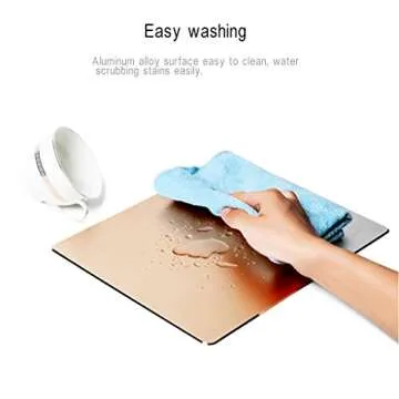 Qcute Mouse Pad, Gaming Aluminum Mouse Pad 9.45 X 7.87 Inch W Non-Slip Rubber Base & Micro Sand Blasting Aluminum Surface for Fast and Accurate Control (Large, Gold)