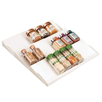 mDesign Expandable Plastic Spice Rack Drawer Organizer