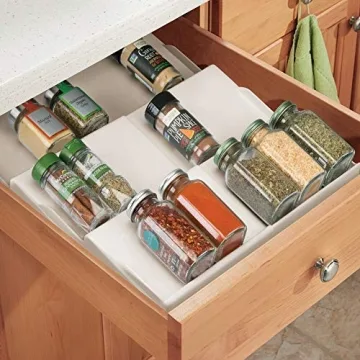 mDesign Expandable Plastic Spice Rack Drawer Organizer