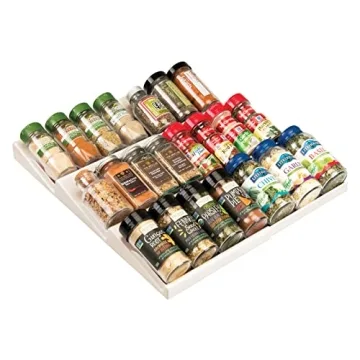 mDesign Expandable Plastic Spice Rack Drawer Organizer