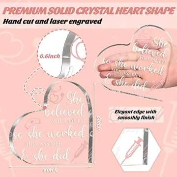 Yulejo Nurse Gifts for RN Christmas Nurses Gifts for Women Nurses Week Gifts Nurse's Day Appreciation Gift Crystal Table Centerpieces Nursing Keepsakes Paperweight for Doctor(Heart,6 x 6 Inch)