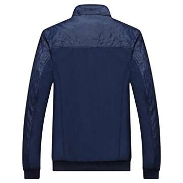 Tanming Men's Casual Slim Fit Lightweight Zip Up Softshell Bomber Jacket (X-Small, Blue)