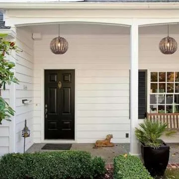 Wicker Pendant Light Brown Rattan Light Fixture Woven Pendant Light Basket Lamp Shade Light Fixtures Ceiling Light Hanging for Patio Hallway Kitchen Island Bedroom Dining Room(Led Bulb Incl.)