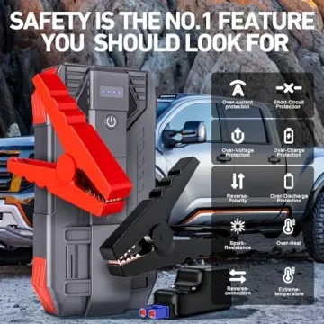 Car Battery Jump Starter, 4000A Peak Jump Starter Battery Pack for Up to 10L Gas and 8L Diesel Engines, 12V Portable Jump Box with USB/Power Bank/Dual Output/LED Light