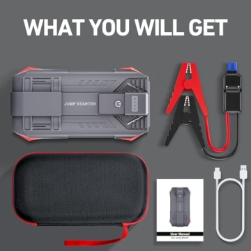 Car Battery Jump Starter, 4000A Peak Jump Starter Battery Pack for Up to 10L Gas and 8L Diesel Engines, 12V Portable Jump Box with USB/Power Bank/Dual Output/LED Light