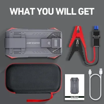 Car Battery Jump Starter, 4000A Peak Jump Starter Battery Pack for Up to 10L Gas and 8L Diesel Engines, 12V Portable Jump Box with USB/Power Bank/Dual Output/LED Light