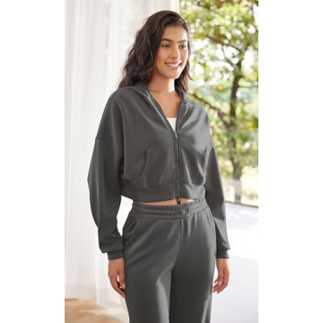 ODODOS Women's Soft Cropped Hoodie with Pockets