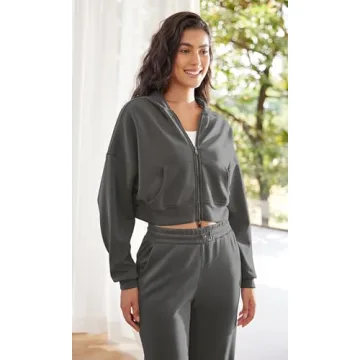 ODODOS Women's Soft Cropped Hoodie with Pockets