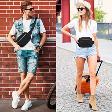 Fanny Packs for Women Men Fashion Plus Size Waist Pack Belt Bag Fanny Pack for Girls Boys with 5 Poc...