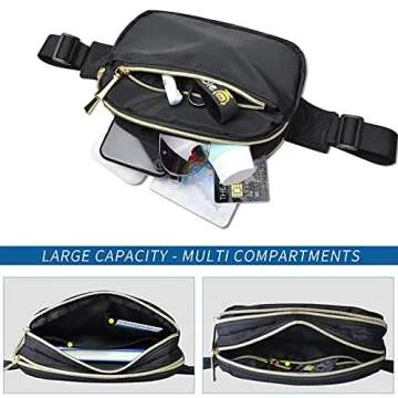 Fanny Packs for Women Men Fashion Plus Size Waist Pack Belt Bag Fanny Pack for Girls Boys with 5 Pockets Adjustable Belt, Cute Bum Bag Hip Bags for Travel Disney Running