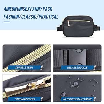 Fanny Packs for Women Men Fashion Plus Size Waist Pack Belt Bag Fanny Pack for Girls Boys with 5 Pockets Adjustable Belt, Cute Bum Bag Hip Bags for Travel Disney Running