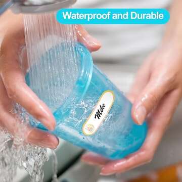 Waterproof Name Labels for Daycare - Name Stickers for Kids Stuff & School Supplies - Write on Baby Bottle Cup Labels - Dishwasher Safe - Pack of 120.