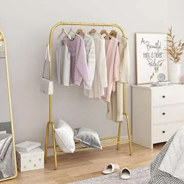 Gold Heavy Duty Clothing Rack for Home Use and Retail Storage