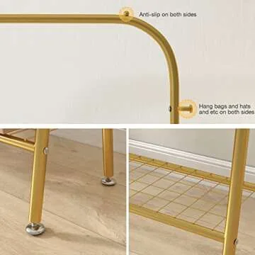 Gold Heavy Duty Clothing Rack for Home Use and Retail Storage