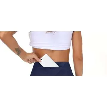 THE GYM PEOPLE Women’s High Waist Running Shorts with Liner Athletic Hiking Workout Shorts Zip Pockets Blue