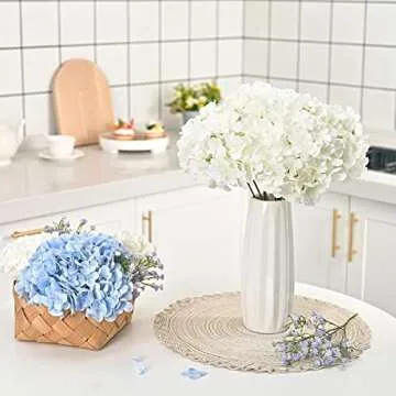 Waipfaru 6pcs White Silk Artificial Hydrangea Flowers