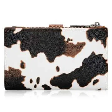 Wrangler Wallet for Women Cow Print Bifold Wallet Women's Wallets, Card Cases & Money Organizers Women Credit Card Wallet Brown Wallets for Women Female Cash Wallet with ID Window
