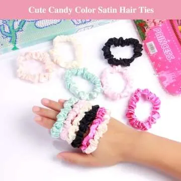 3pcs Satin Bonnets for Kids Sleeping, Cute Hair Bonnet with Scrunchies for Girls Curly Hair, A