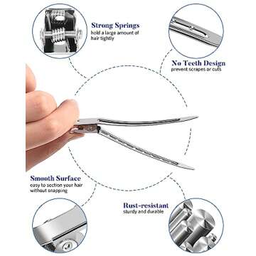 3 Sizes Metal Hair Styling Clips 70PCS, MORGLES No Crease Alligator Clips for Hair Rollers with 2pcs...