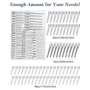 3 Sizes Metal Hair Styling Clips 70PCS, MORGLES No Crease Alligator Clips for Hair Rollers with 2pcs Parting Comb for Braids, Coloring and Styling