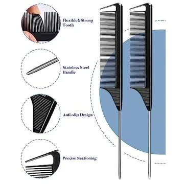 3 Sizes Metal Hair Styling Clips 70PCS, MORGLES No Crease Alligator Clips for Hair Rollers with 2pcs Parting Comb for Braids, Coloring and Styling