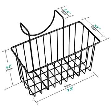 Damita Kitchen Sponge Holder for Kitchen Sink Basket Sink Caddy Brush Dishwashing Liquid Drainer Rack Black, Large (7.5"x 5.1"x 5.1")