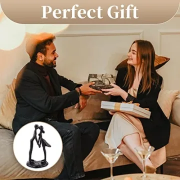 Sziqiqi Couple Sculptures Cast Iron Gift for Anniversaries Wedding Small Modern Abstract Figurine Decorative Metal Statues Romantic Passionate Love Ornament for Couples Valentines