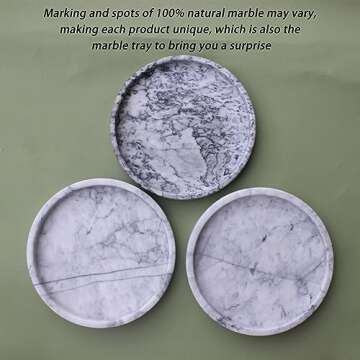 Natural Marble Round Vanity Tray 10" - Elegant Decorative Storage