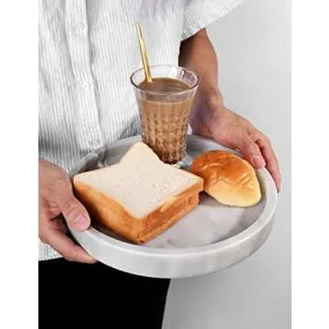 Natural Marble Round Vanity Tray for Home Decor