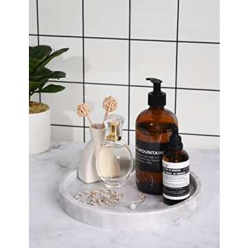 Natural Marble Round Vanity Tray for Home Decor