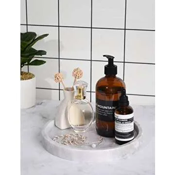 Natural Marble Round Vanity Tray for Home Decor