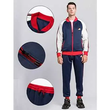 FTCayanz Men's Athletic Tracksuits Activewear Full-Zip Sport Set Casual Jogging Sweat Suit Black XL