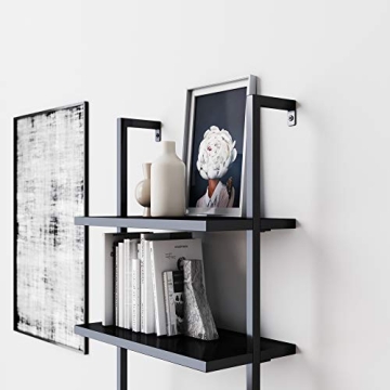Theo 5-Shelf Black Bookcase Industrial Metal Frame