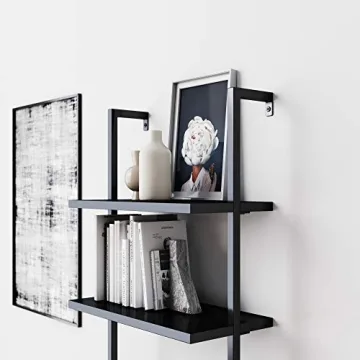 Theo 5-Shelf Black Bookcase Industrial Metal Frame