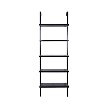 Theo 5-Shelf Black Bookcase Industrial Metal Frame