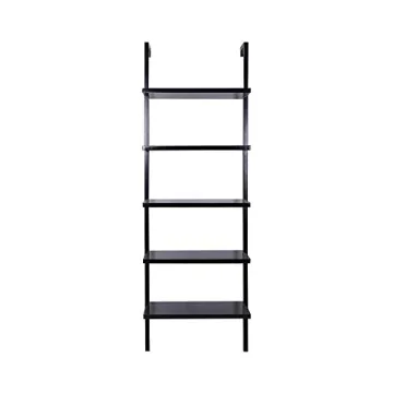 Theo 5-Shelf Black Bookcase Industrial Metal Frame