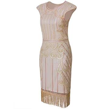 Vijiv Women's 1920s Elegant Beaded Dress