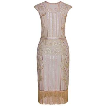Vijiv Women's 1920s Elegant Beaded Dress