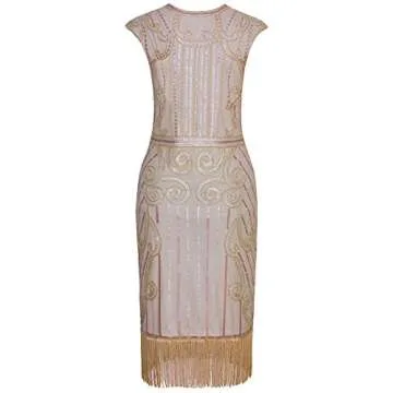 Vijiv Women's 1920s Elegant Beaded Dress