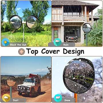 Arcylic Convex Mirror 𝟭𝟮" 𝗦𝗲𝗰𝘂𝗿𝗶𝘁𝘆 𝗠𝗶𝗿𝗿𝗼𝗿, Adjustable Fixing Bracket Wide Angle Clear View For Indoor Outdoor Driveway Parking Garage Warehouse Office By Hydencamm (12 inch)